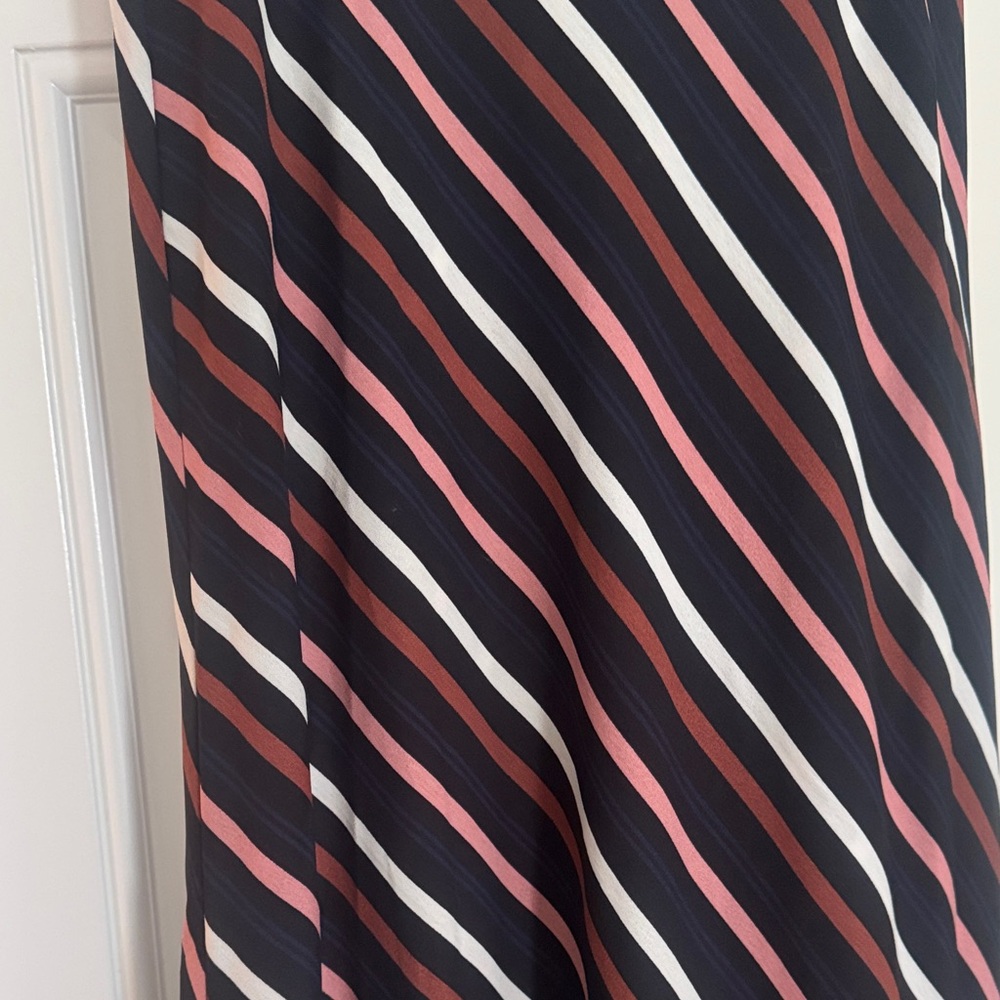 Halogen Striped Midi Skirt - Black, Pink, Brown, White